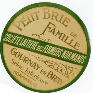 Antique Unused French Petit Brie de Famille, Brie Cheese Label, Normandy