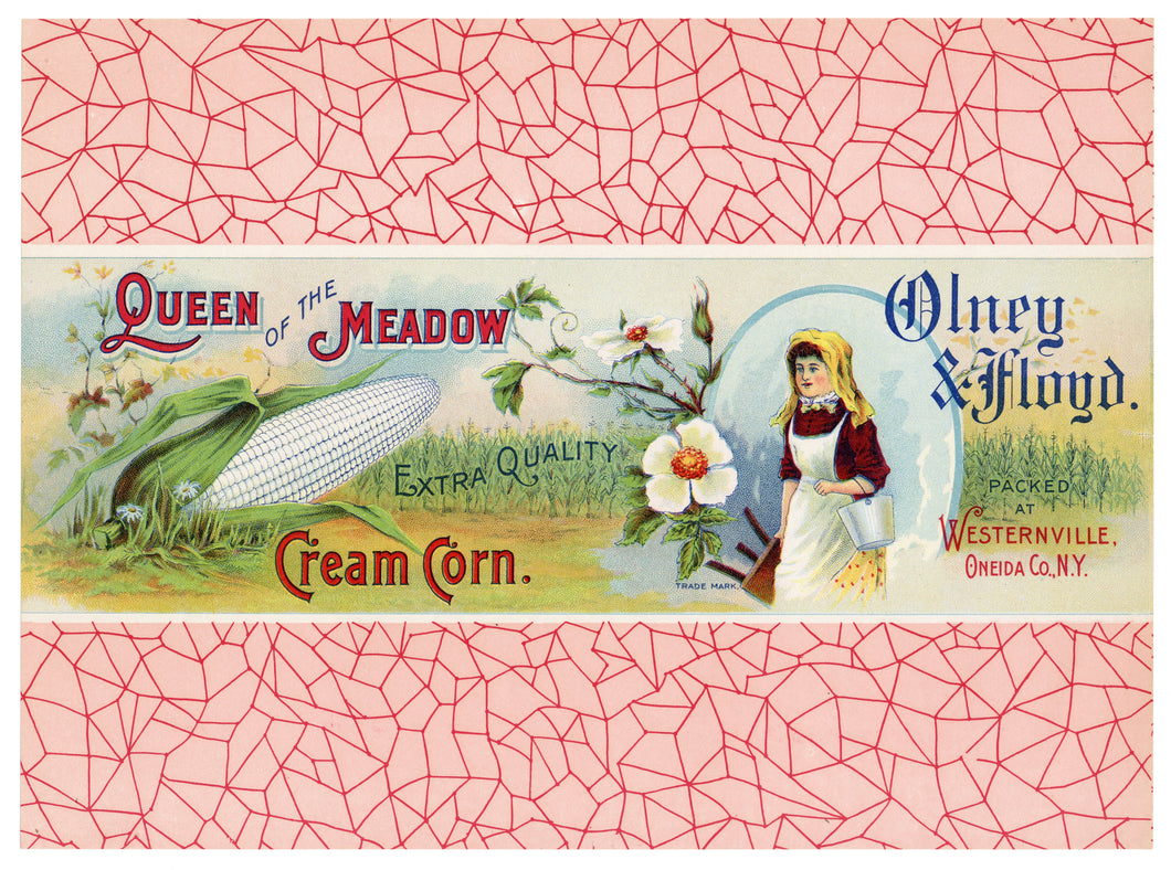 Antique, Unused Queen of the Meadow Creamed Corn Label A