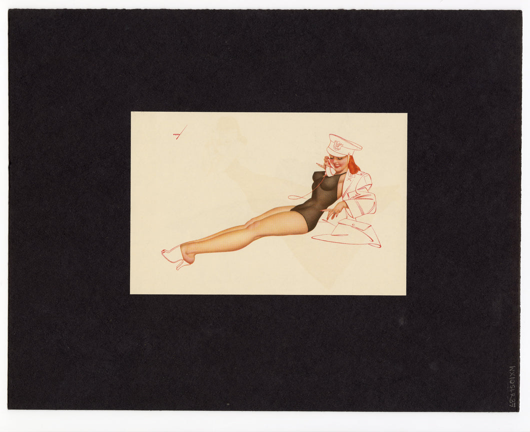 Vintage 1940's George Petty Matted Pinup Girl Print
