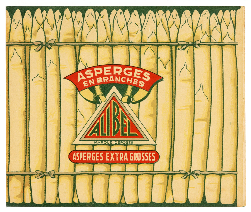 Vintage, French, Unused ALIBEL Asparagus, Vegetable Crate Label