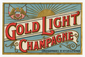 Antique, Unused Gold Light Champagne, Alcohol Label