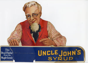 Antique UNCLE JOHN'S MAPLE SYRUP Die-cut Store Display, Advertising