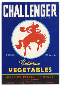 Vintage, Unused CHALLENGER Brand Vegetable Crate Label || Guadalupe, Ca.