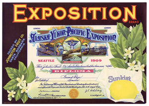 Vintage, Unused Alaska Yukon EXPOSITION Brand Citrus Label || Santa Barbara, Ca.