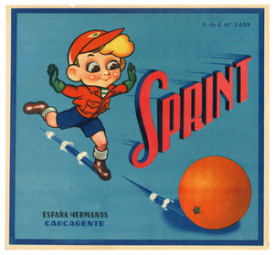 Vintage, Unused, Spanish SPRINT Citrus Fruit Crate Label || Carcagente