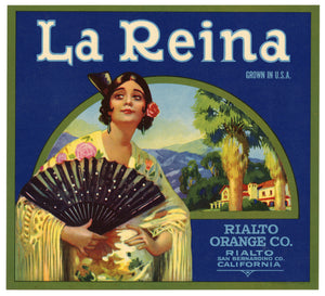 Vintage, Unused LA REINA Citrus Fruit Crate Label || Rialto, San Bernardino, Ca.
