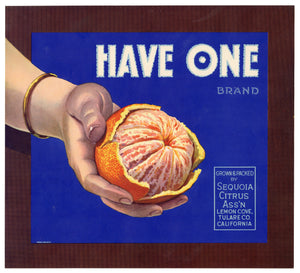 Vintage, Unused HAVE ONE Orange Fruit Crate Label || Lemon Cove, Tulare, Ca.