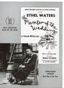 1950's Ethel Waters, THE MEMBER OF THE WEDDING Theater Play Bill, Program