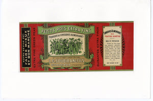 Vintage, Unused French Canned Peas Vegetable Label || Bordeaux, France