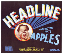 Load image into Gallery viewer, Vintage, Unused HEADLINE Brand Apple Crate Label || Wenatchee, Washington