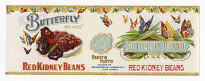 Vintage, Unused BUTTERFLY Brand Red Kidney Beans Can Label