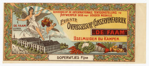 Antique, Unused Dutch "DE FAAM" Vegetable Crate Label, Industrial Revolution