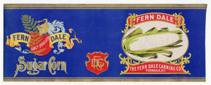 Antique, Unused FERNDALE Brand Sugar Corn Can Label || Ferndale, N.Y.