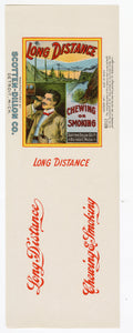 Vintage, Unused LONG DISTANCE Brand Smoking, Chewing Tobacco Can Label || Detroit, Mich.