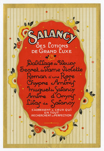 Vintage, Unused Art Deco SALANCY French Lotion, Cosmetic Label 