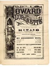 Load image into Gallery viewer, 1873 Victorian HOWARD LORGNETTE Theater Program, Lillie Hall, My Neighbor&#39;s Wife