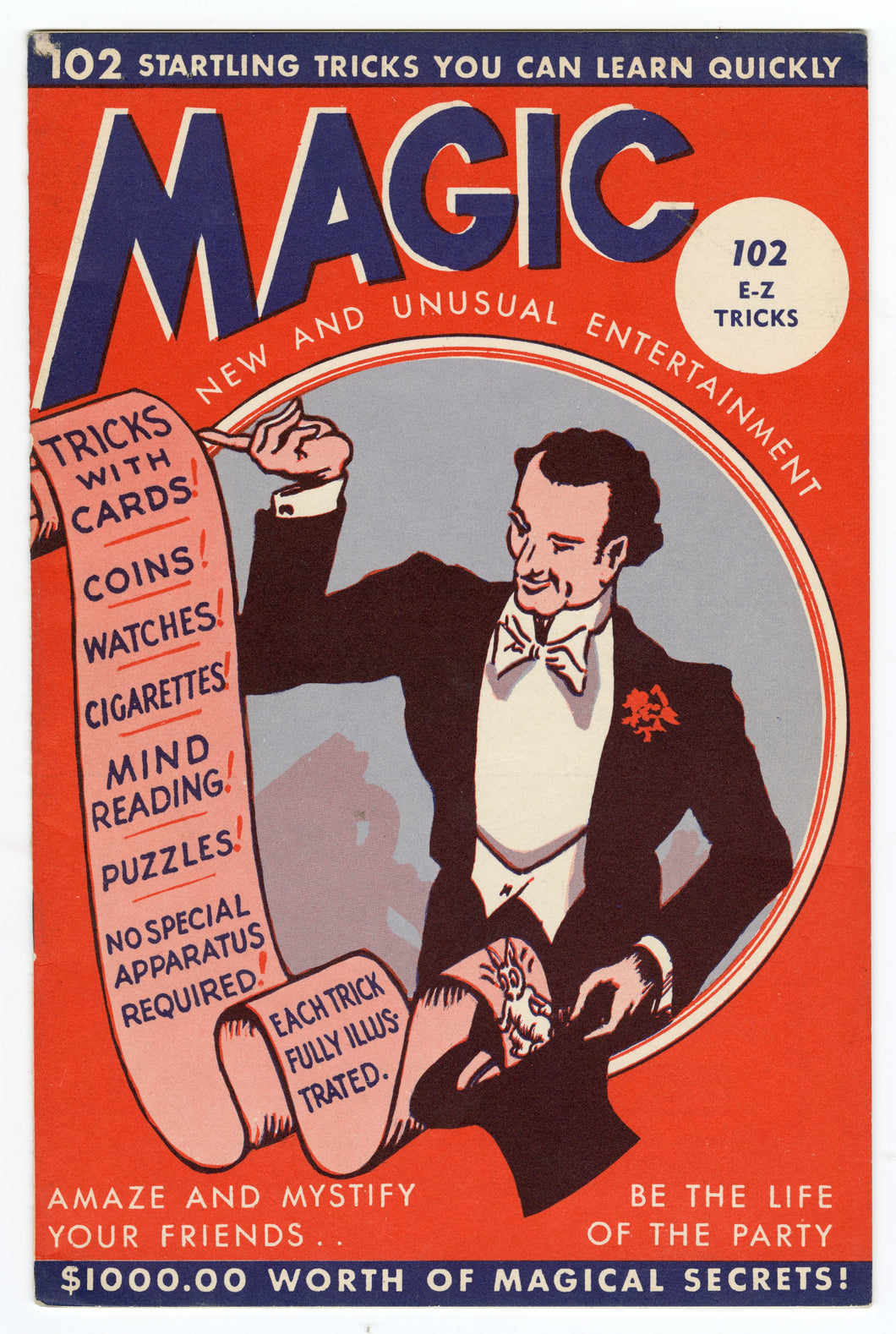 1944 Vintage MAGIC TRICK Book, Children's Magazine, Tricks, Illusions