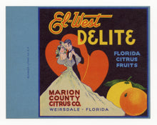 Load image into Gallery viewer, Vintage, Unused EL WEST DELITE Orange Crate Fruit Label Set of Two || Weirsdale, Fla.