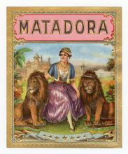 Load image into Gallery viewer, Antique, Unused MATADORA Brand Cigar, Tobacco Caddy Crate Label SET, Lions