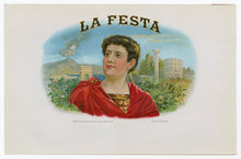 Load image into Gallery viewer, Antique, Unused LA FESTA Brand Cigar, Tobacco Crate Label SET, Ancient Rome