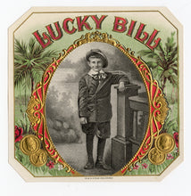Load image into Gallery viewer, Antique, Unused LUCKY BILL Brand Cigar, Tobacco Caddy Crate Label SET of Three