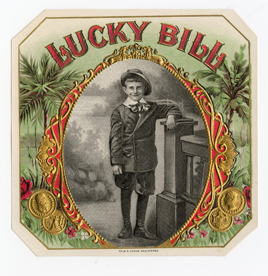 Antique, Unused LUCKY BILL Brand Cigar, Tobacco Caddy Crate Label SET – TheBoxSF