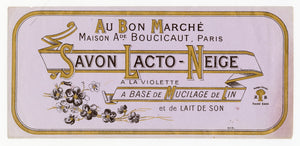 Vintage, Unused, French Art Deco LACTO-NEIGE Violette Toilet Soap Label