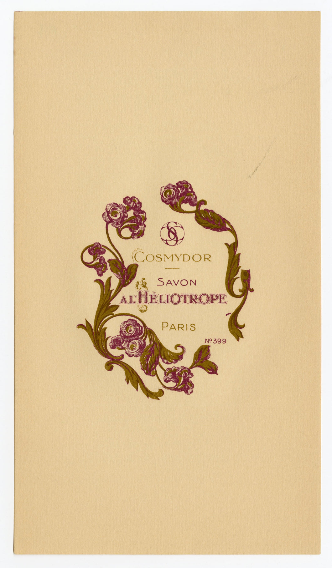 Vintage, Unused, French Art Deco SAVON A L'HELIOTROPE Soap Box Label