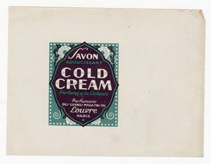 Vintage, Unused, French Art Deco SAVON COLD CREAM Soap Box Label