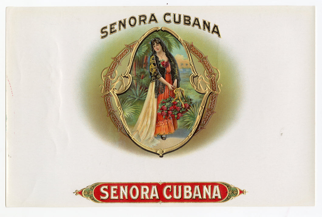 Antique, Unused SENORA CUBANA Brand Cigar, Tobacco Caddy Crate Label SET of Two