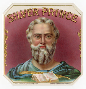 Antique, Unused SILVER PRINCE Brand Cigar, Tobacco Crate Label SET, Greek Philosopher