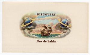 Antique, Unused FLOR DE BAHIA, DISCOVERY Brand Cigar, Tobacco Crate Label SET, Saturn, Ship
