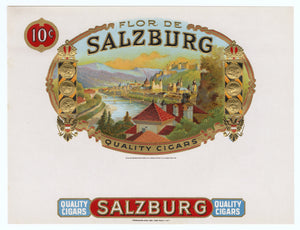 Antique, Unused FLOR DE SALZBURG Cigar, Tobacco Caddy Crate Label SET