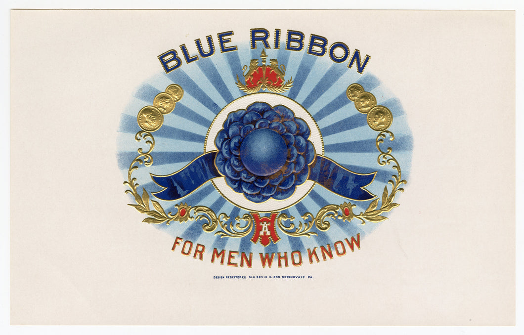 Antique, Unused BLUE RIBBON Brand Cigar, Tobacco Caddy Crate Label SET OF THREE