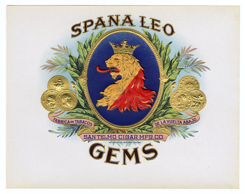 Antique, Unused SPANA LEO GEM Cigar, Tobacco Crate Label SET OF THREE