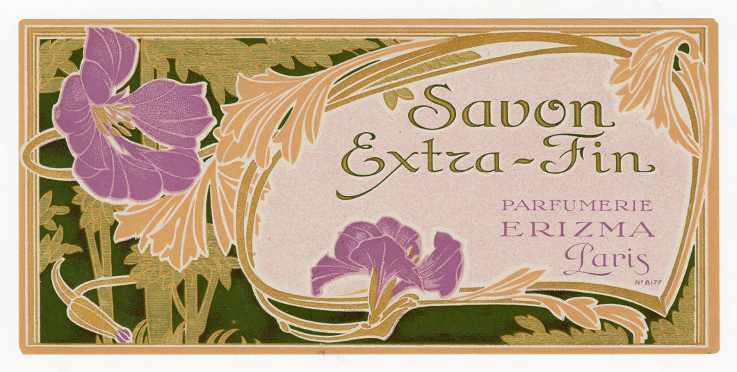Vintage, Unused, French Art Deco PARFUMERIE ERIZMA Soap Box Label