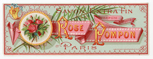 Antique, Unused, French Art Nouveau ROSE POMPON Brand Soap Box Label
