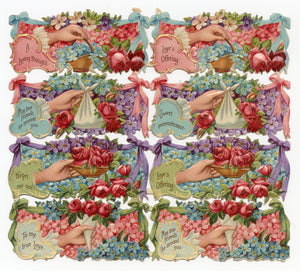 Beautiful Victorian Embossed, Die-cut Greeting Cards, Set of Eight, Unused, Uncut