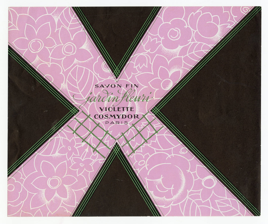 Vintage, Unused, French Art Deco SAVON JARDIN FLEURI VIOLETTE Soap Box Label