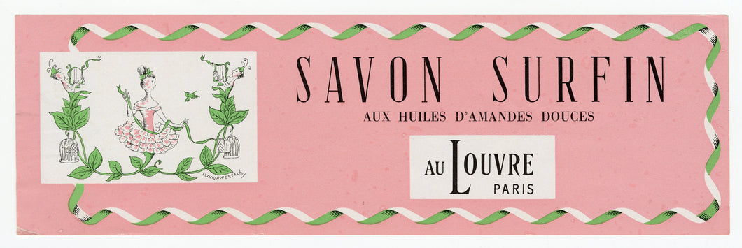 Vintage, Unsued, French SAVON AUX HUILES D'AMANDES DOUCES Soap Label