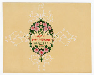 Vintage, Unused, French Art Deco PEAU D'ESPAGNE Brand Soap Box Label