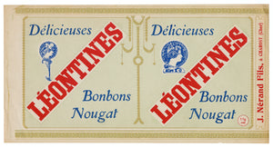 Vintage, Unused, French Art Nouveau LEONTINES NOUGAT BONBON Candy