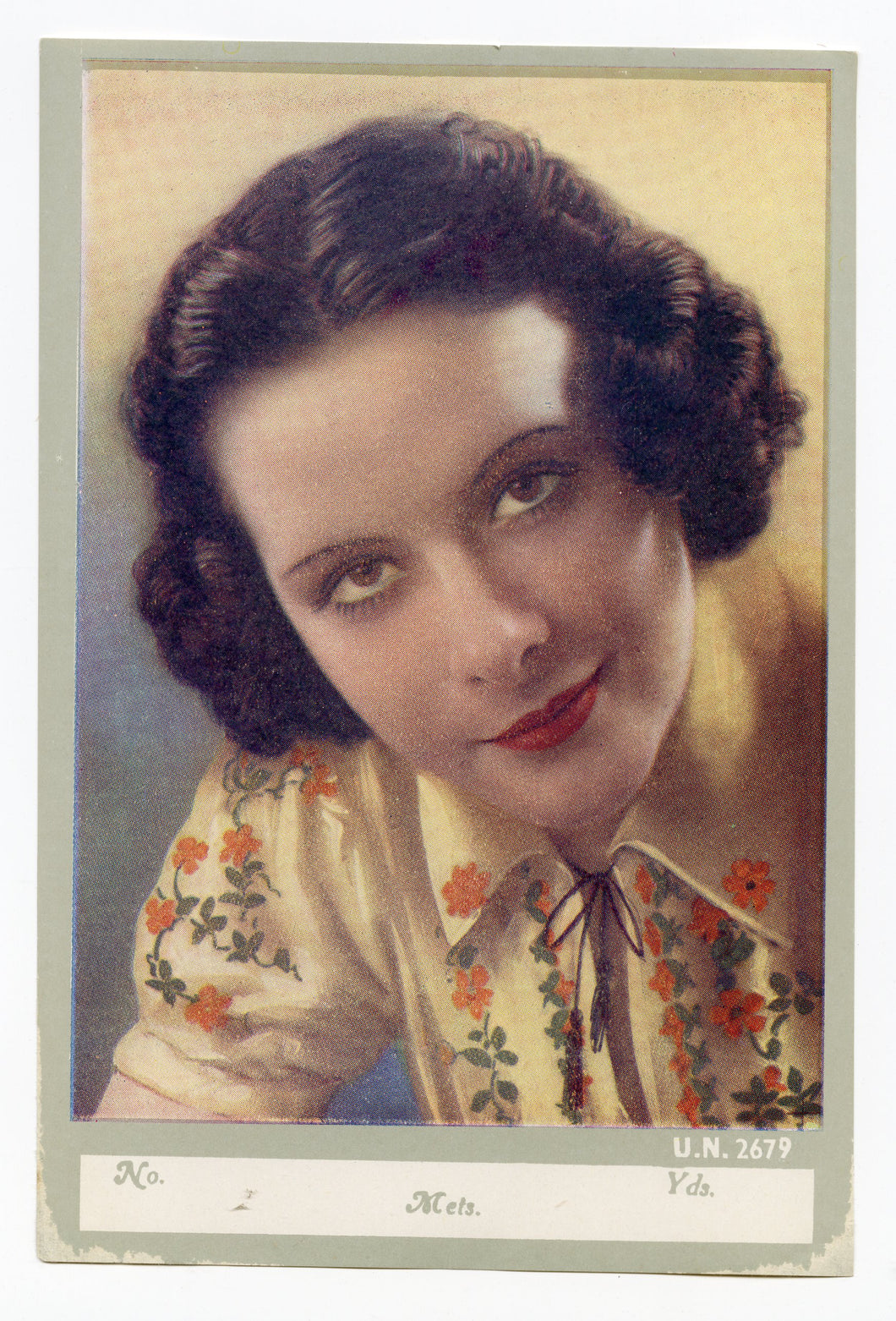 Vintage, Unused 1930's Fashion Fabric Label, Flowered Peasant Blouse, Vintage Clothing
