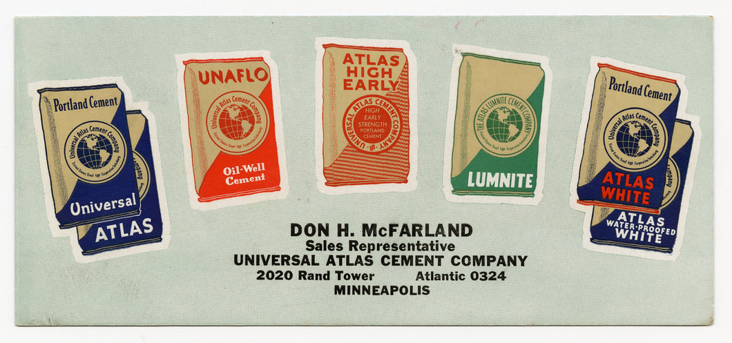 Vintage, Unused UNIVERSAL ATLAS CEMENT CO. Advertising Blotter || Walmer, Kansas