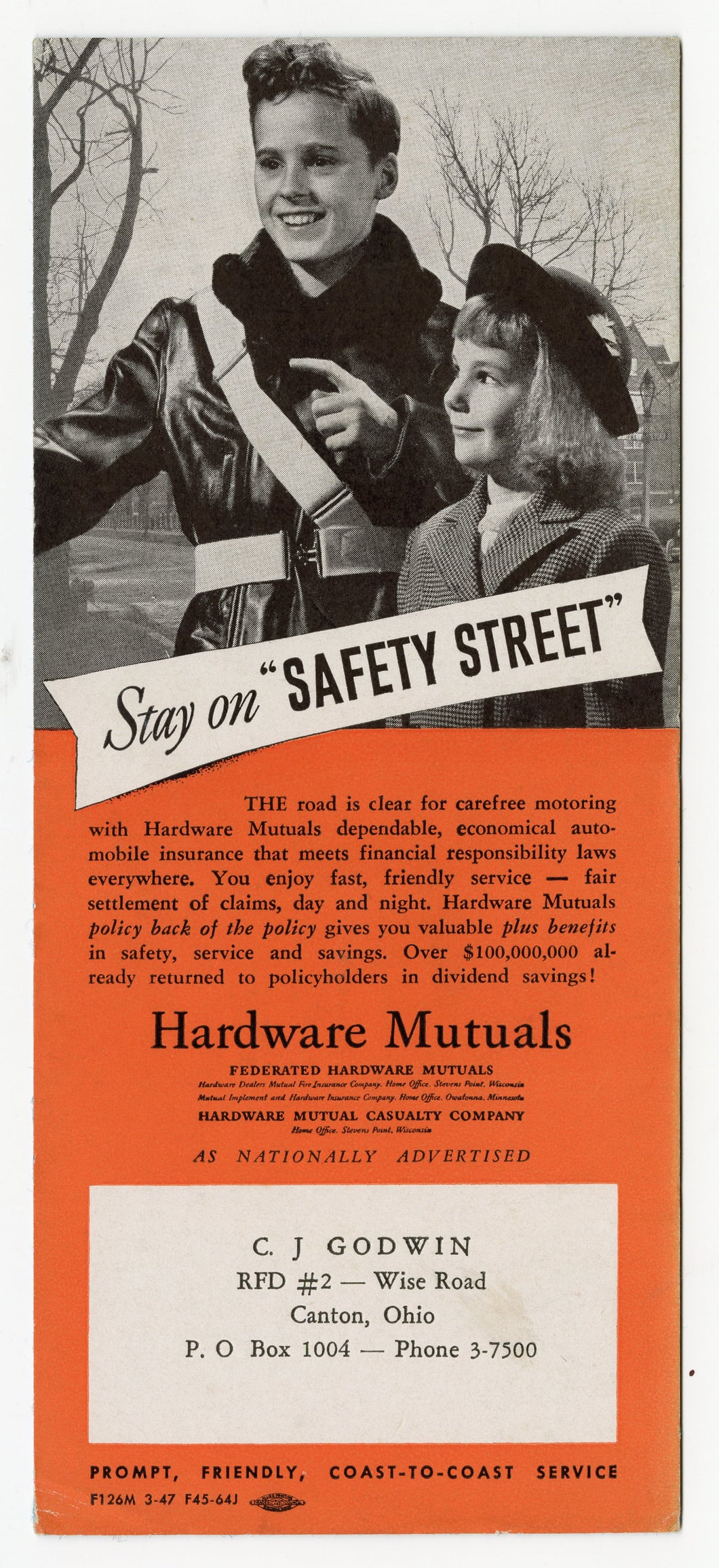 Vintage, Unused HARDWARE MUTUALS Advertising Blotter, Safety Street, Children
