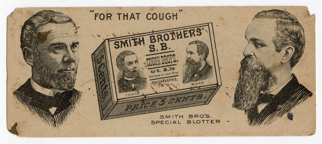 Antique Victorian SMITH BROTHERS' COUGH DROPS Special Advertising Blotter