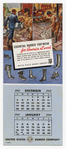 Vintage, Unused Dec. 1943-1944 US RUBBER CO. Footwear Advertising Blotter, Vintage Workwear
