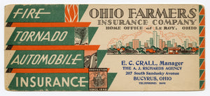 Vintage 1920's Art Deco OHIO FARMERS INSURANCE CO. Blotter || Bucyrus, Ohio