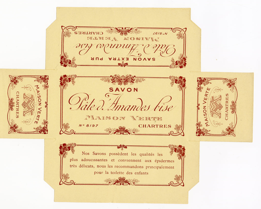 Vintage, Unused, French Art Deco PATE D'AMANDES LISE Soap Box Label 
