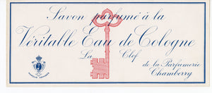 Vintage, Unused, French Art Deco VERITABLE EAU DE COLOGNE LA CLEF Soap Box Label